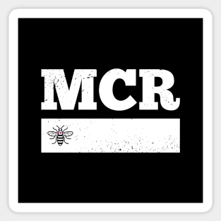 White Love MCR Manchester Worker Bee Retro Grunge Sticker
